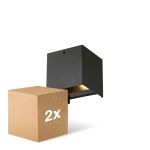 Multipack 2x D'Lite Wall Light Elingen Aluminium Black Up & Down 4.9W 480lm - 830 Warm White | IP65 - Light Sensor